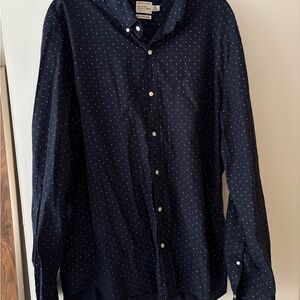 J. Crew Dark Blue Button Down Shirt with Dots